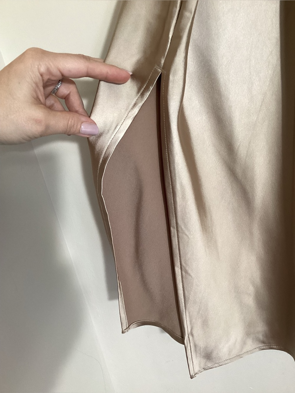 Old Navy Mocha Taffy Satin Midi Slip Skirt NWT Size 2X - Picture 5 of 15